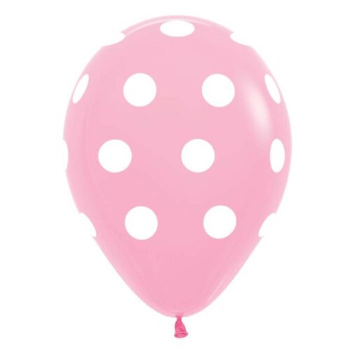 12" Μπαλόνι τυπωμένο ροζ πουά