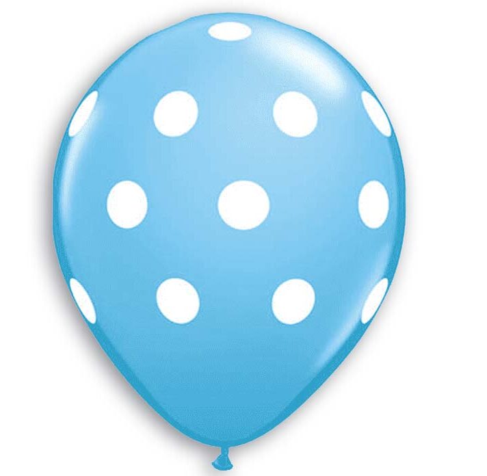 12" Μπαλόνι τυπωμένο γαλάζιο πουά