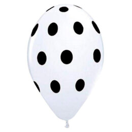 12" Μπαλόνι άσπρο με μαύρο πουά