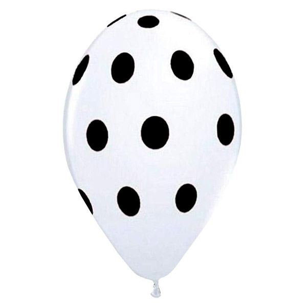 12" Μπαλόνι άσπρο με μαύρο πουά