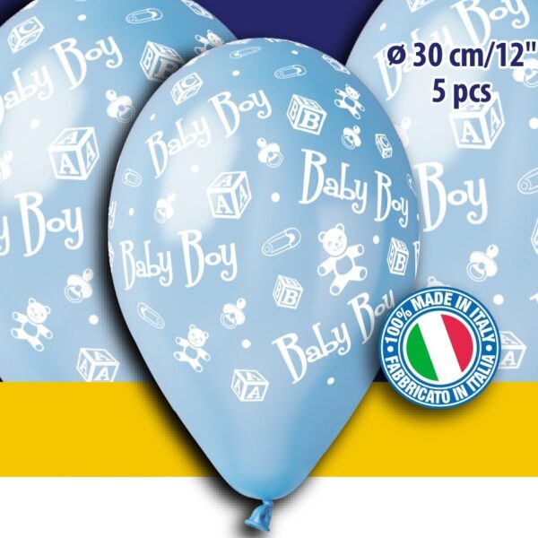 12" Μπαλόνι γαλάζιο baby boy (5 τεμ)