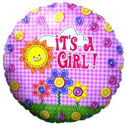 Μπαλόνι γέννησης 'Its a girl' ήλιος λουλούδια 45 εκ