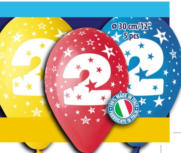12" Μπαλόνια γενέθλια Νο 2 (5 τεμ)