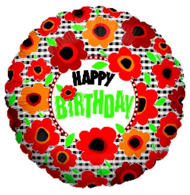 Μπαλόνι για γενέθλια Παπαρούνες 'Happy Birthday'