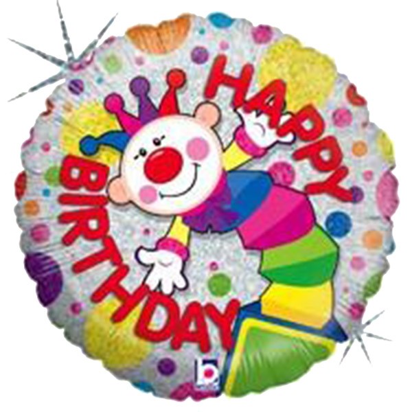 Μπαλόνι για γενέθλια Κλόουν που ιριδίζει 'Happy Birthday'