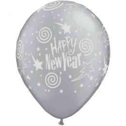 12" Μπαλόνι τυπωμένο ασημί Happy New Year