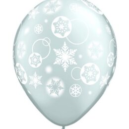 12" Μπαλόνι τυπωμένο Ασημί Χιονονιφάδες
