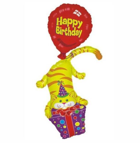 Μπαλόνι Γάτος με δώρο Happy Birthday