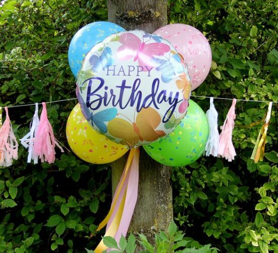 18" Μπαλόνι Happy Birthday πεταλούδες