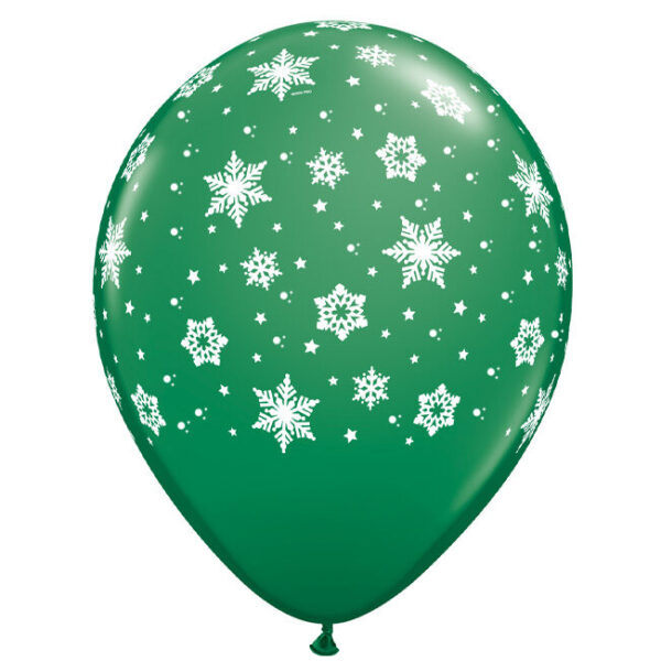 12" Μπαλόνι σκούρο Πράσινο Χιονονιφάδες