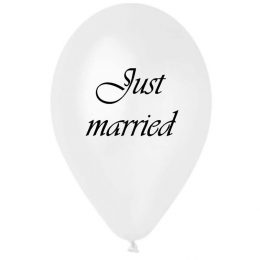 12" Μπαλόνι τυπωμένο λευκό περλέ Just Married