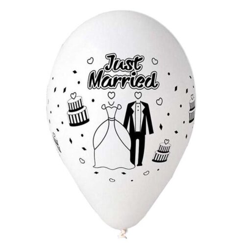 12" Μπαλόνι τυπωμένο λευκό Just Married