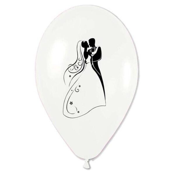 12" Μπαλόνι τυπωμένο λευκό περλέ Νεόνυμφοι