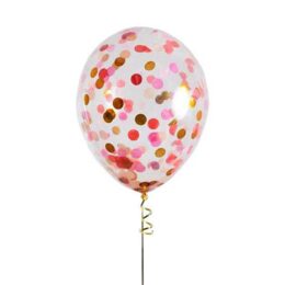 13" Διάφανο μπαλόνι με Ροζ & Χρυσό κομφετί