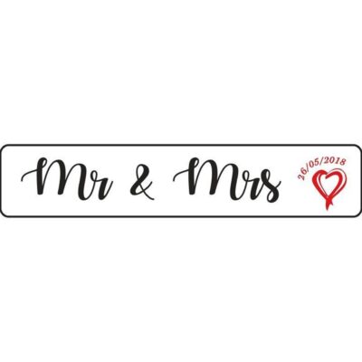 Πινακίδα αυτοκινήτου γάμου Mr & Mrs ημερομηνία