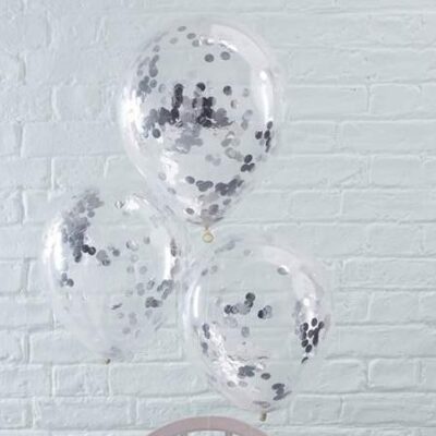 Διάφανο μπαλόνι γεμισμένο με Aσημί κονφετί