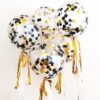 13" Διάφανο μπαλόνι με Χρυσό & Μαύρο κομφετί