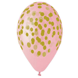 12" Μπαλόνι ροζ με χρυσό κομφετί