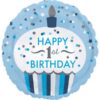 Μπαλόνι για γενέθλια 1st Birthday Boy Cupcake που ιριδίζει