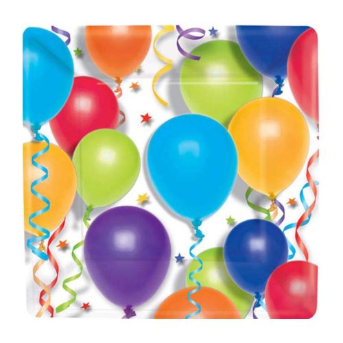 Πιάτα πάρτυ μεγάλα τετράγωνα Balloons (8 τεμ)