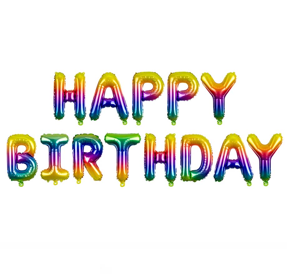 Σετ μπαλονιών "Happy Birthday" Rainbow Ombre (13 τεμ)