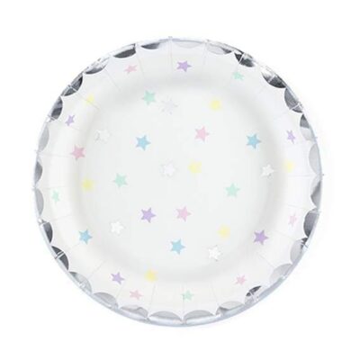 Πιάτα πάρτυ μικρά με πολύχρωμα αστεράκια (6 τεμ)