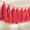 Κόκκινη γιρλάντα με φούντες (3 μέτρα)