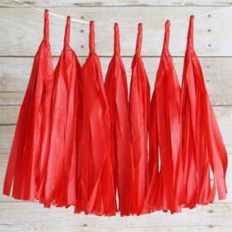 Κόκκινη γιρλάντα με φούντες 3 μέτρα