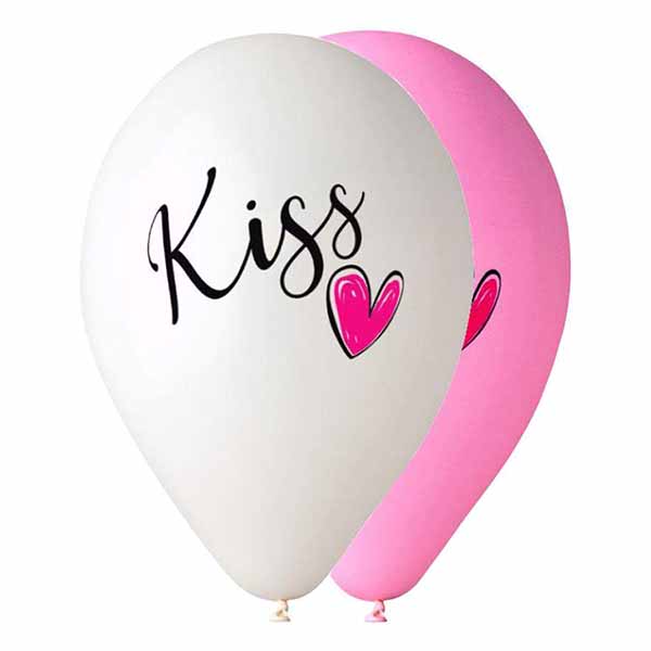 12" Μπαλόνι τυπωμένο Kiss & καρδούλα