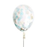 13" Διάφανο μπαλόνι με μπλε & χρυσό κομφετί
