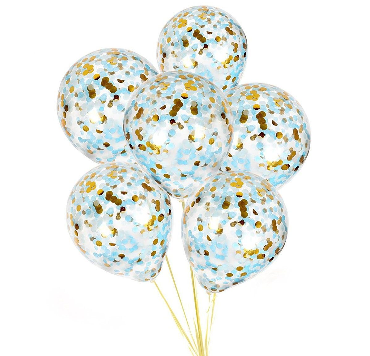 Διάφανο μπαλόνι με γαλάζιο & χρυσό κομφετί