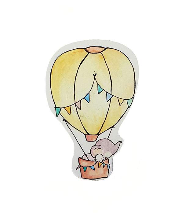 Διακοσμητικό μαγνητάκι βάπτισης Ελεφαντάκι & Αερόστατο