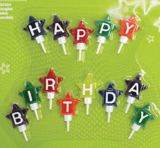 Κεράκια σχήμα αστεράκια "Happy Birthday"