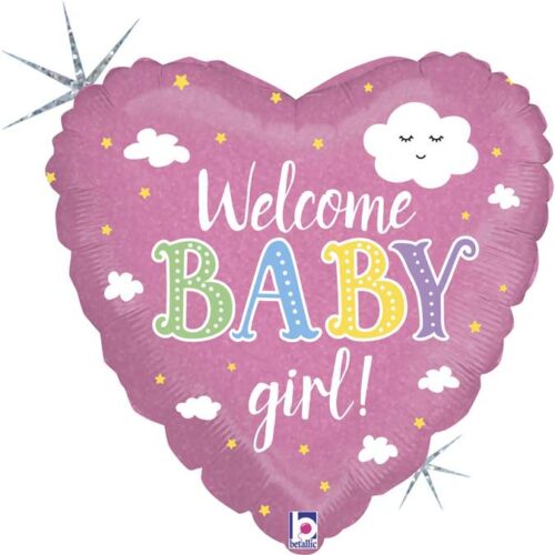 Μπαλόνι γέννησης Καρδιά Welcome Baby Girl