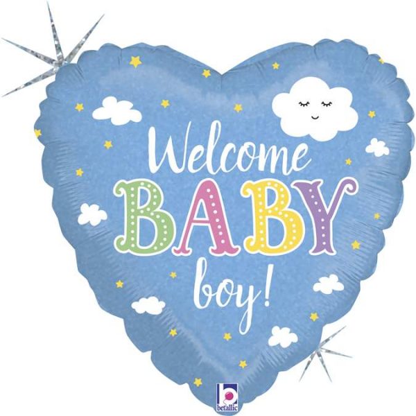 Μπαλόνι γέννησης Καρδιά Welcome Baby Boy