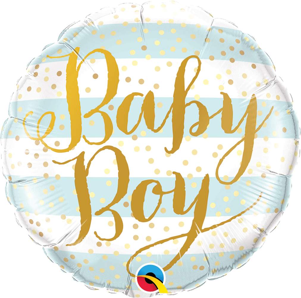 Μπαλόνι γέννησης Baby Boy χρυσές ρίγες 45 εκ