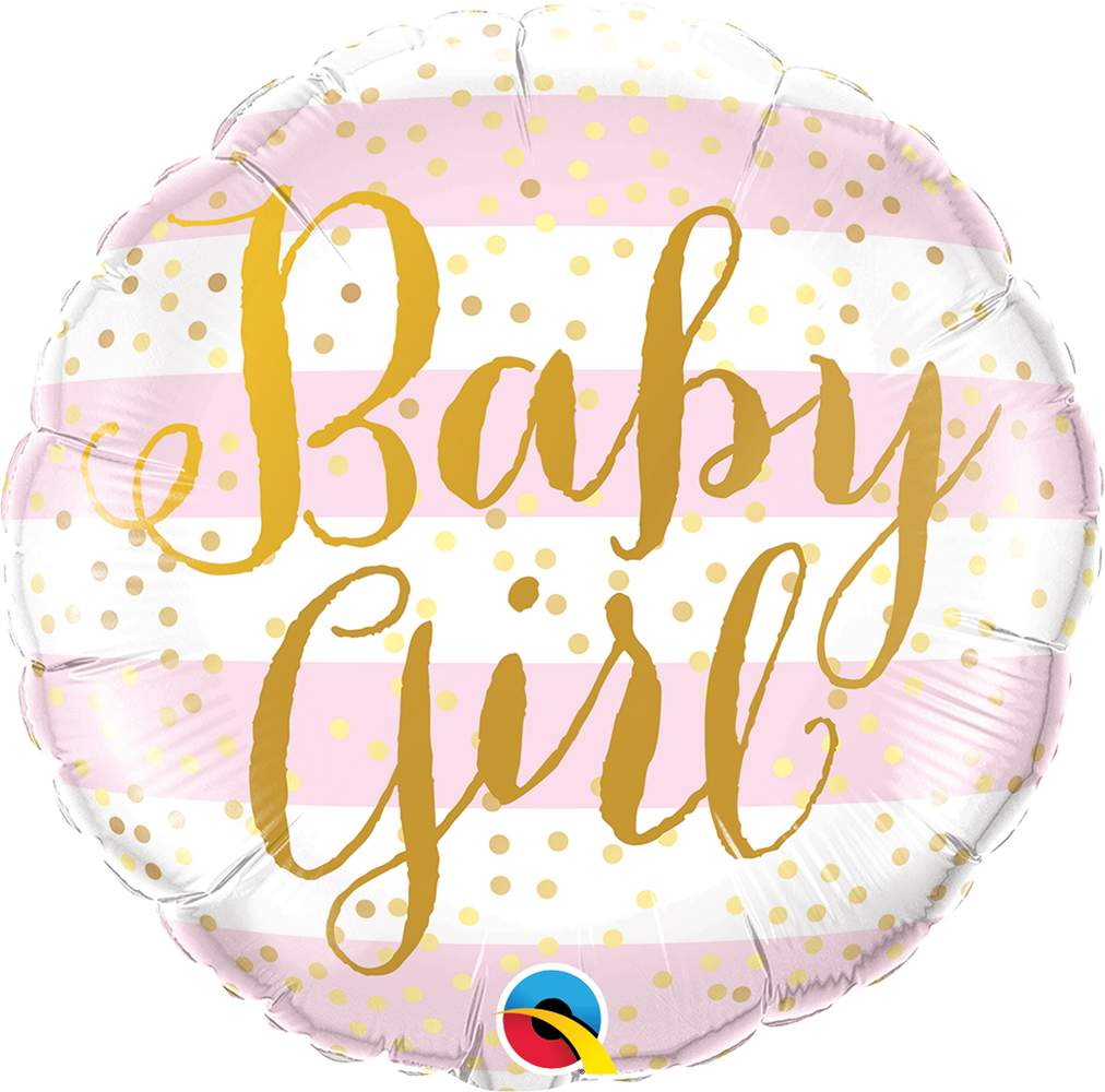 Μπαλόνι γέννησης Baby Girl χρυσές ρίγες 45 εκ