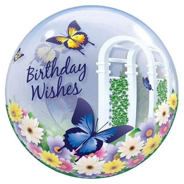 Μπαλόνι Πεταλούδες "Bday Wishes" bubble