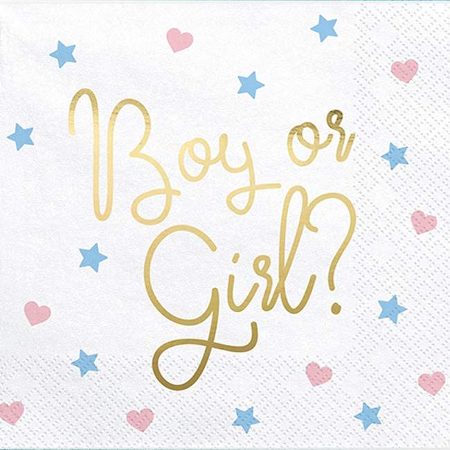 Χαρτοπετσέτες 'Boy or Girl' για Baby Shower (20 τεμ)