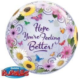 Μπαλόνι "Hope you are feeling better" με λουλούδια bubble