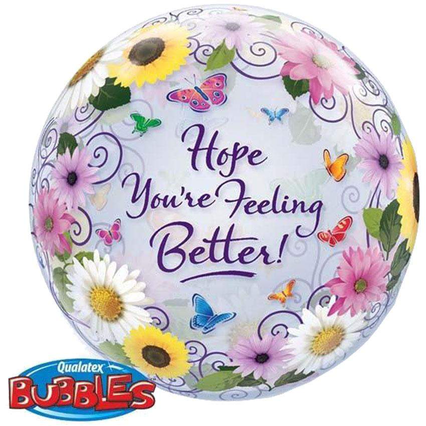 Μπαλόνι "Hope you are feeling better" με λουλούδια bubble