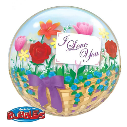 22'' Μπαλόνι bubble 'I love you' με λουλούδια