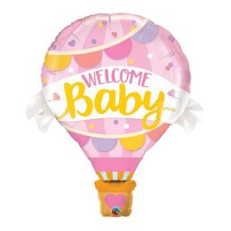 Μπαλόνι γέννησης Welcome Baby ροζ αερόστατο