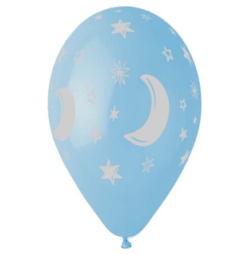 12" Μπαλόνι Μισοφέγγαρο & αστέρια γαλάζιο