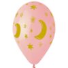 12" Μπαλόνι Μισοφέγγαρο & αστέρια ροζ