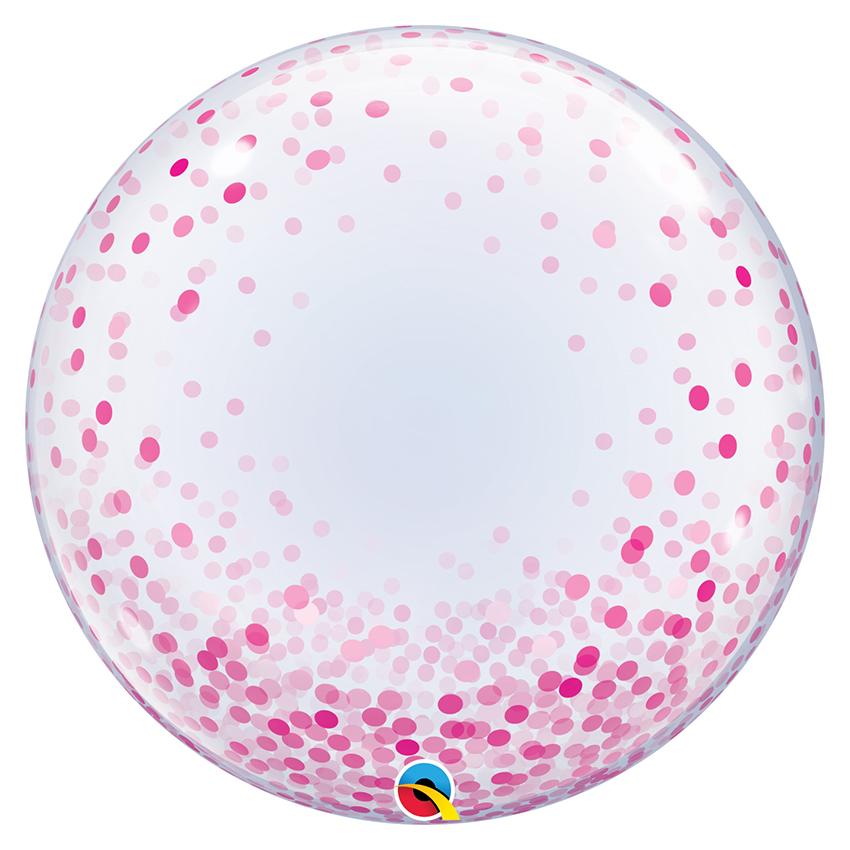 Μπαλόνι bubble με Ροζ κομφετί 61 εκ