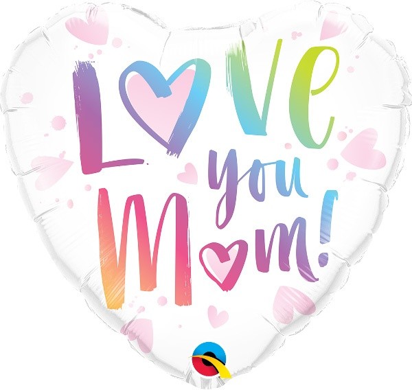Μπαλόνι Καρδιά "Love you Mom" rainbow 46 εκ