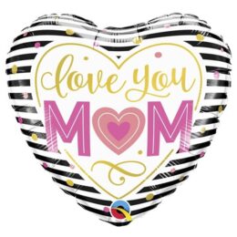 Μπαλόνι Καρδιά "Love you Mom" ριγέ