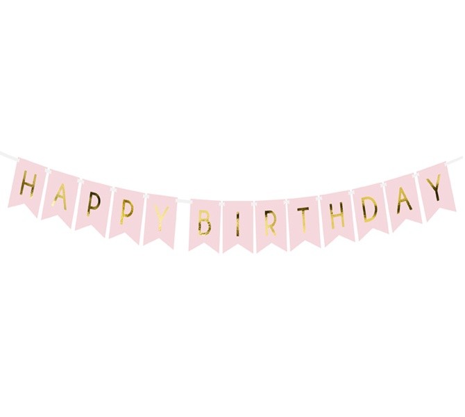 Διακοσμητικό μπάνερ ροζ "Happy birthday"