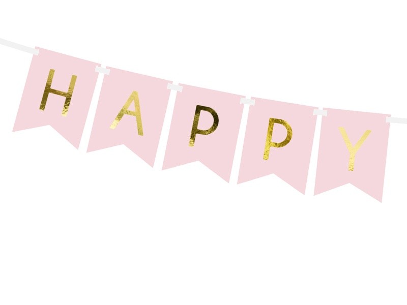 Διακοσμητικό μπάνερ ροζ "Happy birthday"